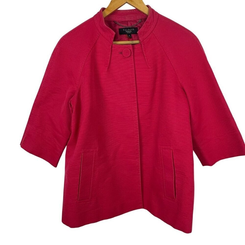 Talbots Dark Pink Textured Blazer Women's Size 12P Career Jacket Preppy Colorful